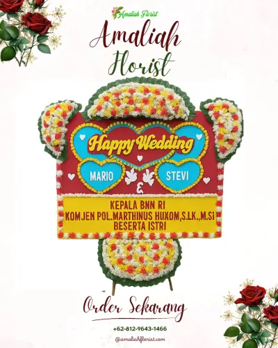 Karangan Papan Bunga Pernikahan di Keboledan